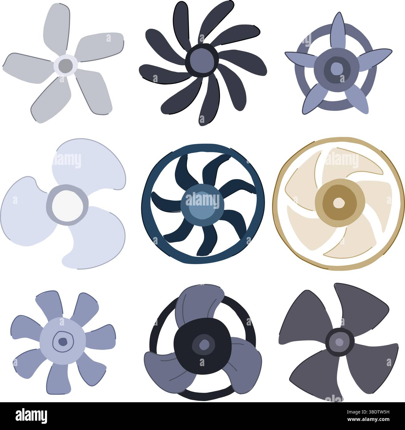 cooling fan set cartoon vector illustration Stock Vector Image & Art ...