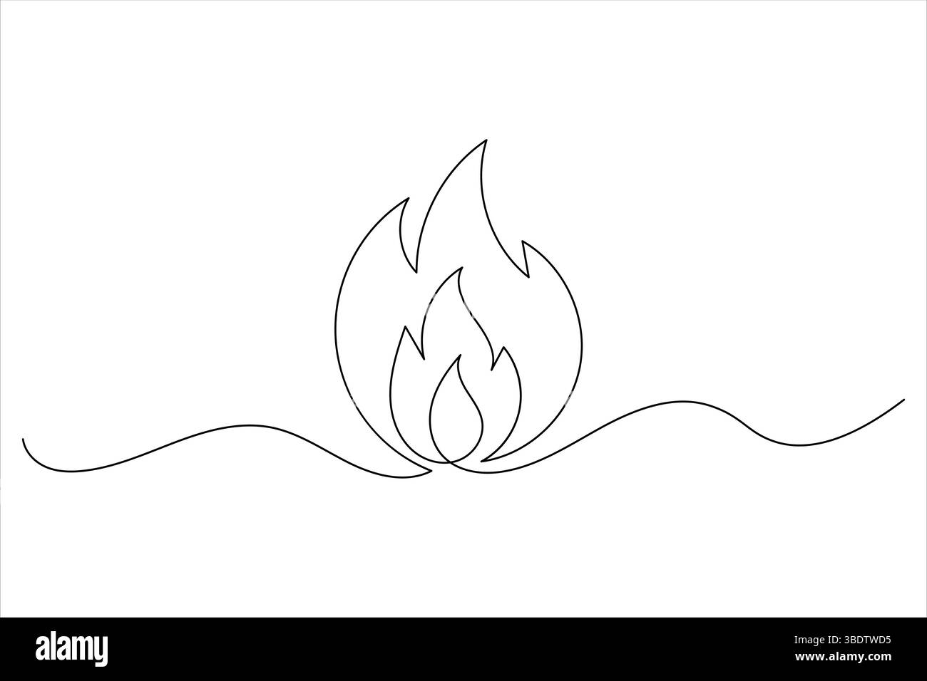 Fire icon continuous one line drawing minimalist style isolate simple ...