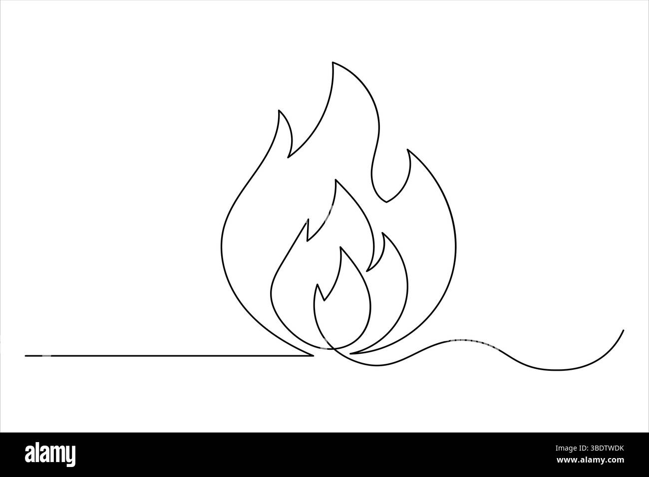 Fire icon continuous one line drawing minimalist style isolate simple ...