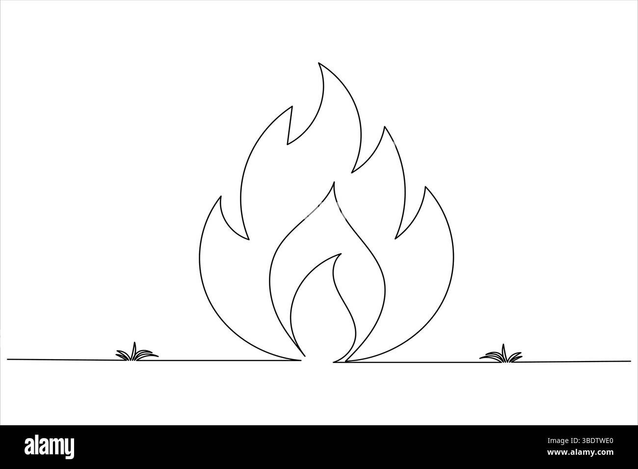 Fire icon continuous one line drawing minimalist style isolate simple ...