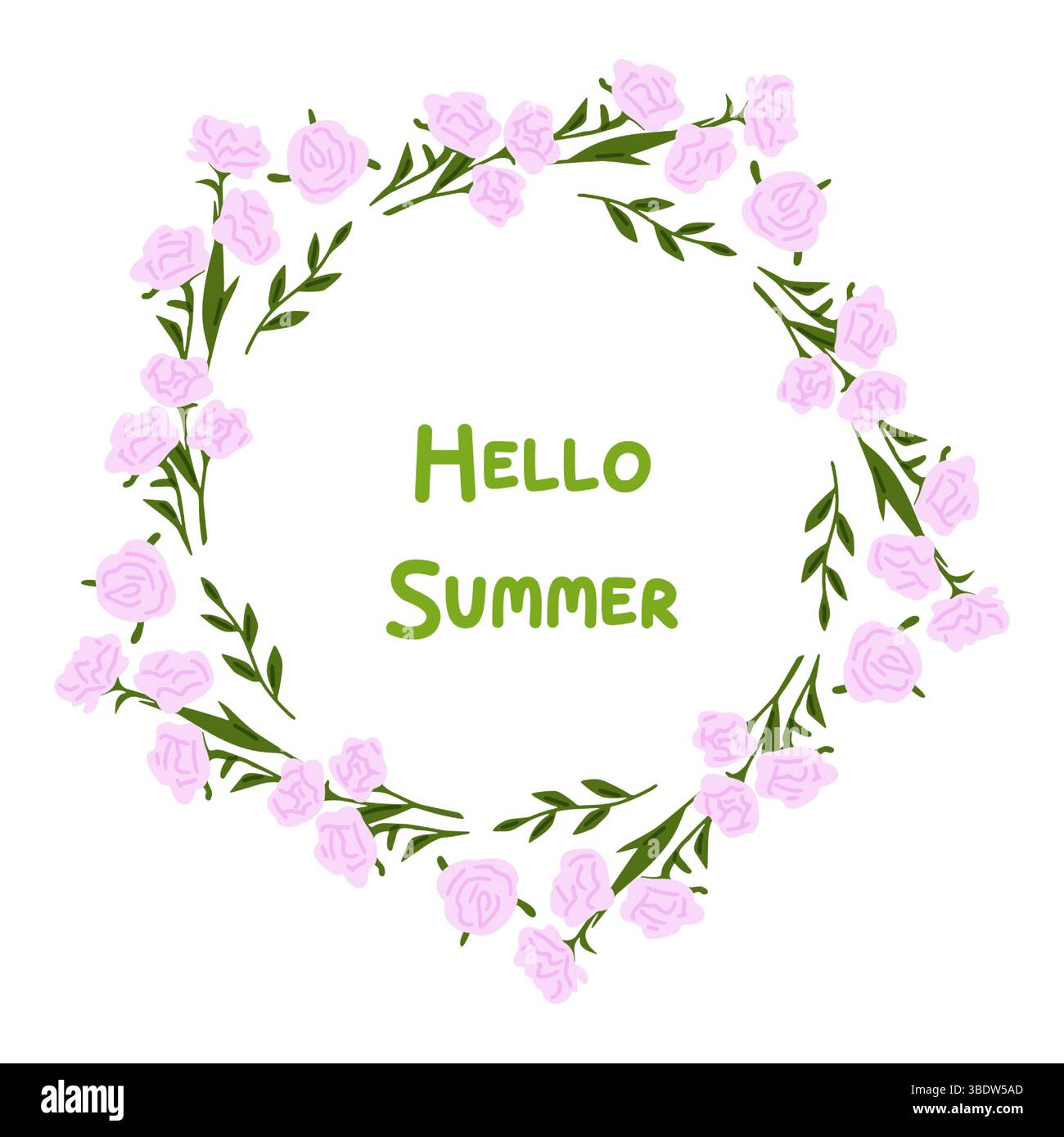Floral Hello Summer Wreath Frame Stock Vector