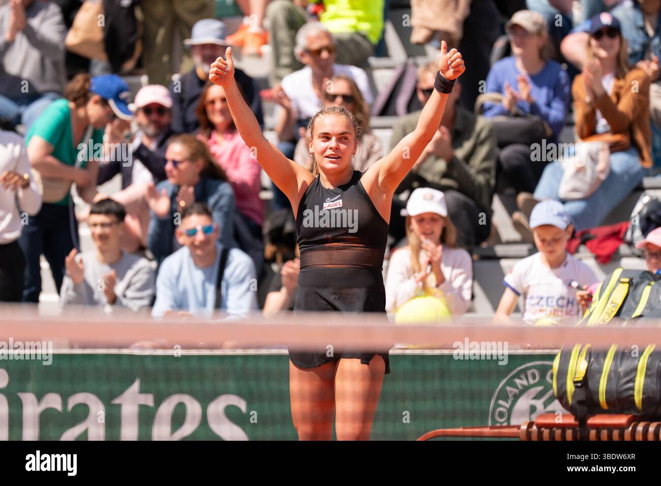 Paris, France. 23rd May, 2025. PARIS, FRANCE - MAY 23: Sara Bejlek of the Czech Republic during Previews ahead of the 2025 French Open at Roland Garros on May 23, 2025 in Paris, France. (Photo by Marleen Fouchier/BSR Agency) Credit: BSR Agency/Alamy Live News Stock Photo