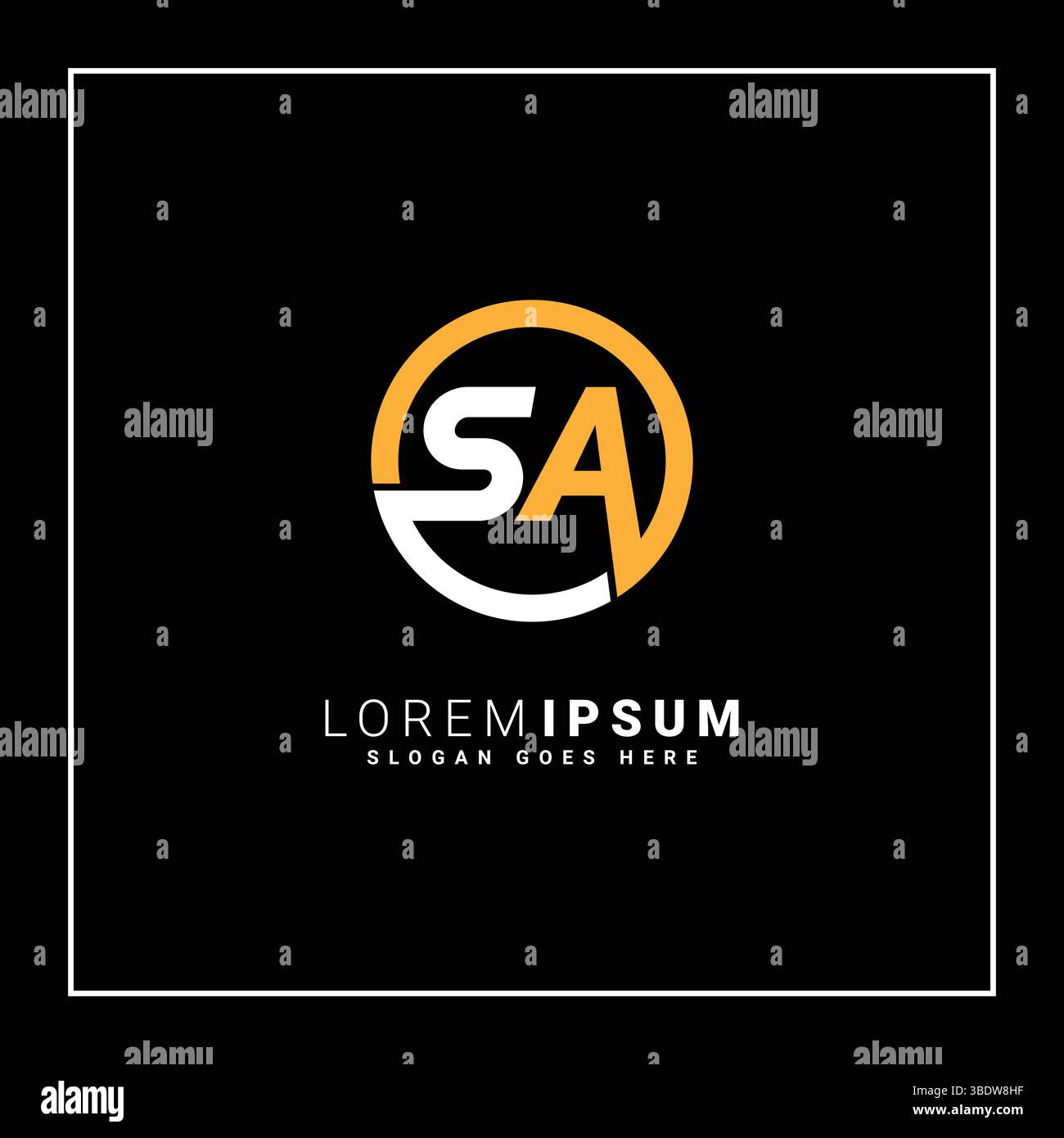 SA Vector Logo Template - Simple Icon for Initial Letter S and A Monogram Stock Vector