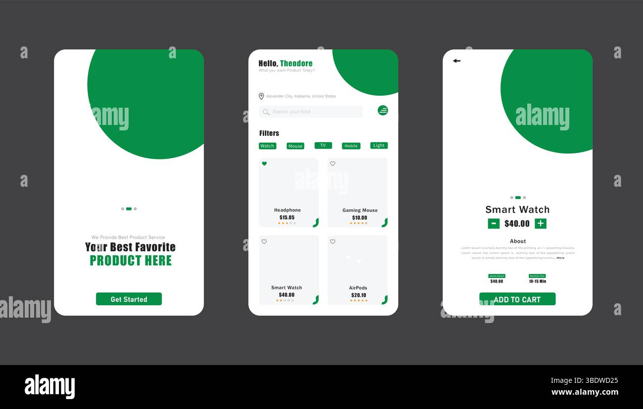 UI, UX mobile app design Stock Vector Image & Art - Alamy