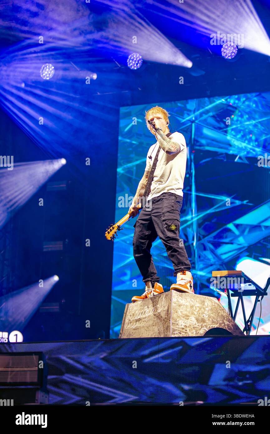 May 24, 2025: ED SHEERAN performing live on stage at BBC Radio 1â€™s ...