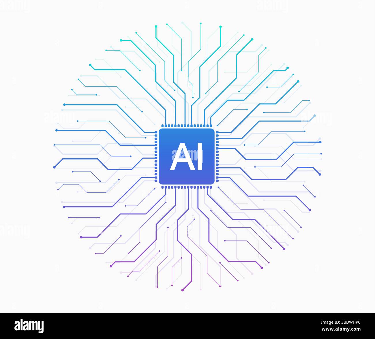 Artificial intelligence icon, sign, logo in the circuit line style. AI ...