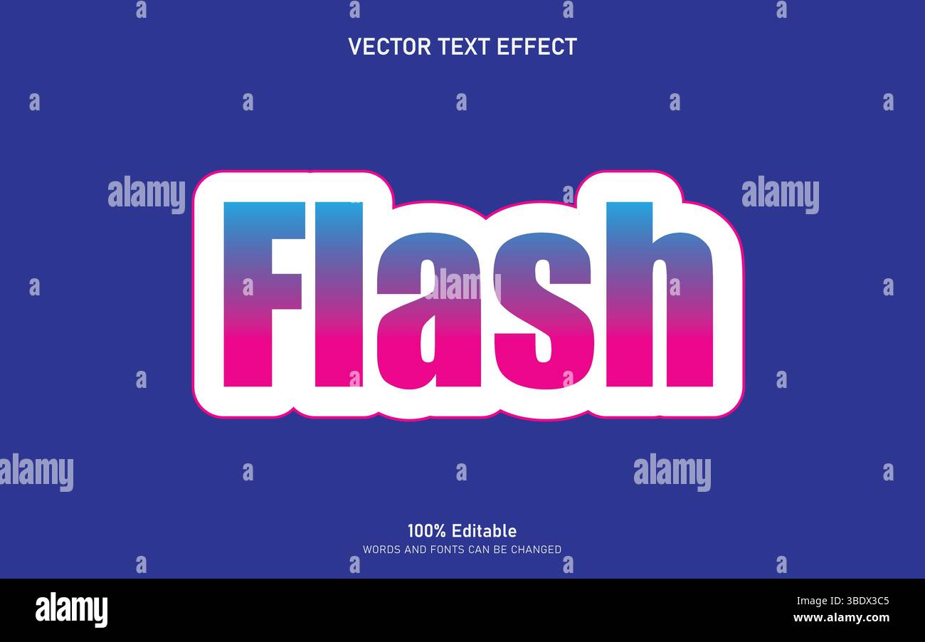 Flash 3D editable vector text style effect Stock Vector
