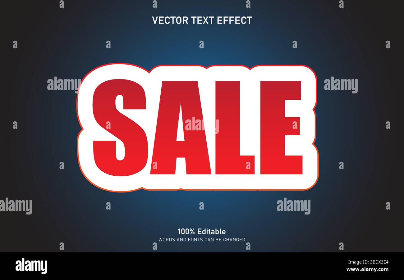 Editable text effect sale 3d cartoon Stock Vector