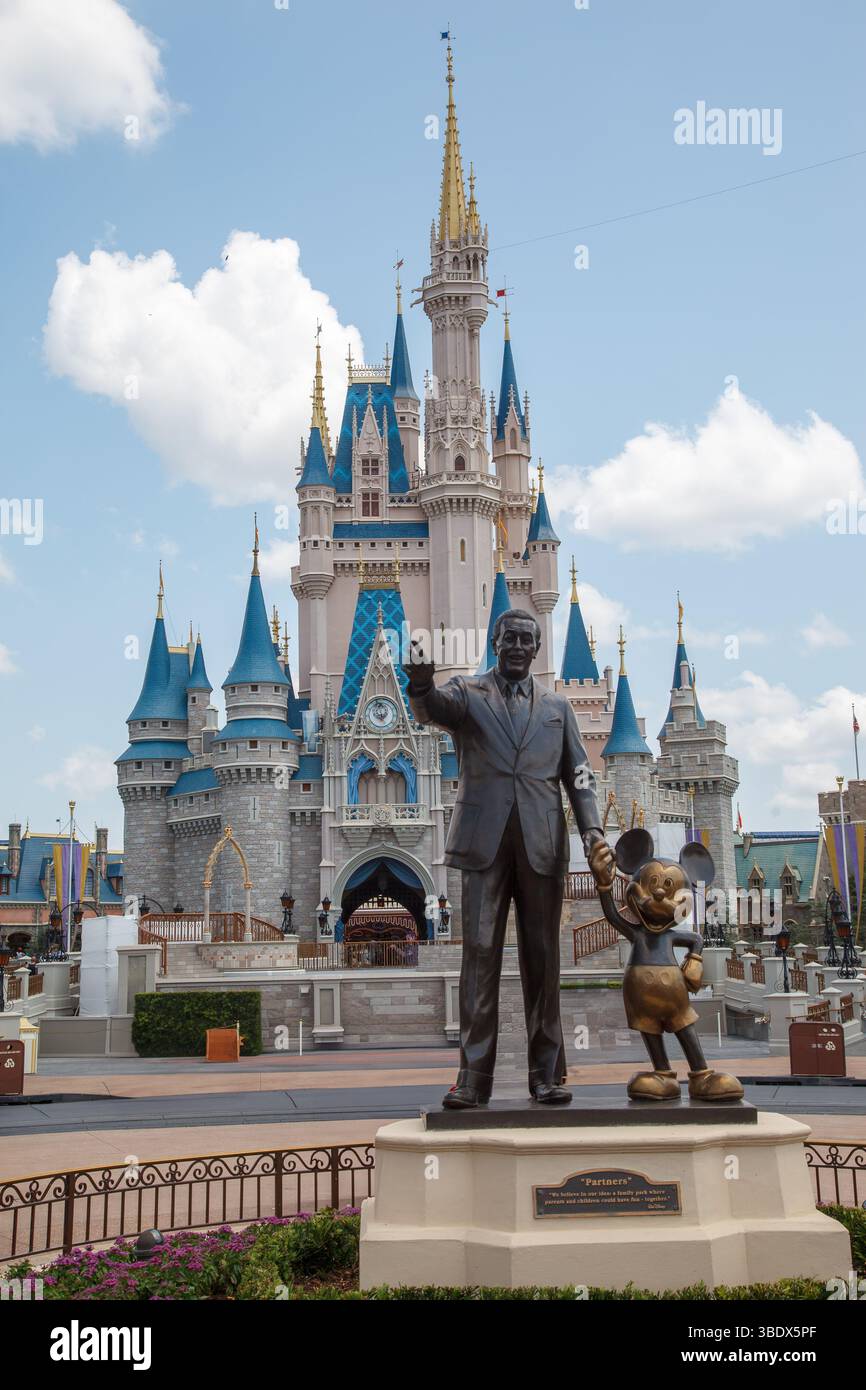 Walt disney and mickey mouse sculpture hi-res stock