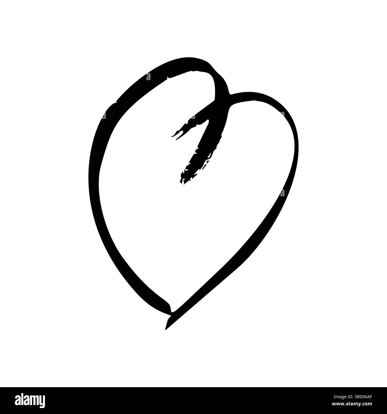 Hand drawn brush hearts. Grunge black doodle heart on white background ...