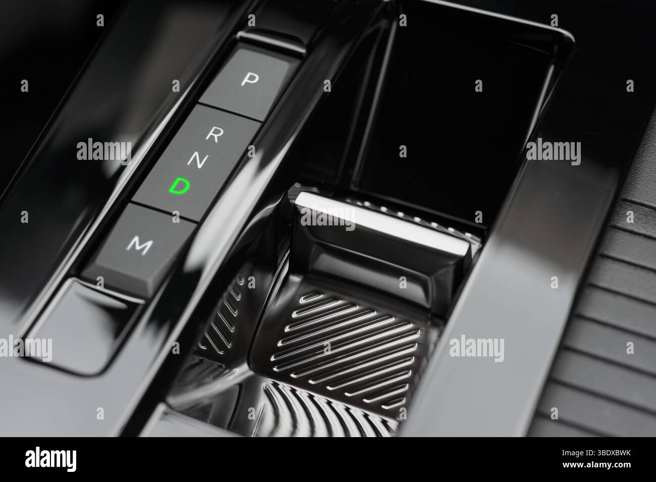 Close up of modern automatic transmission in D position (Drive) Stock Photo
