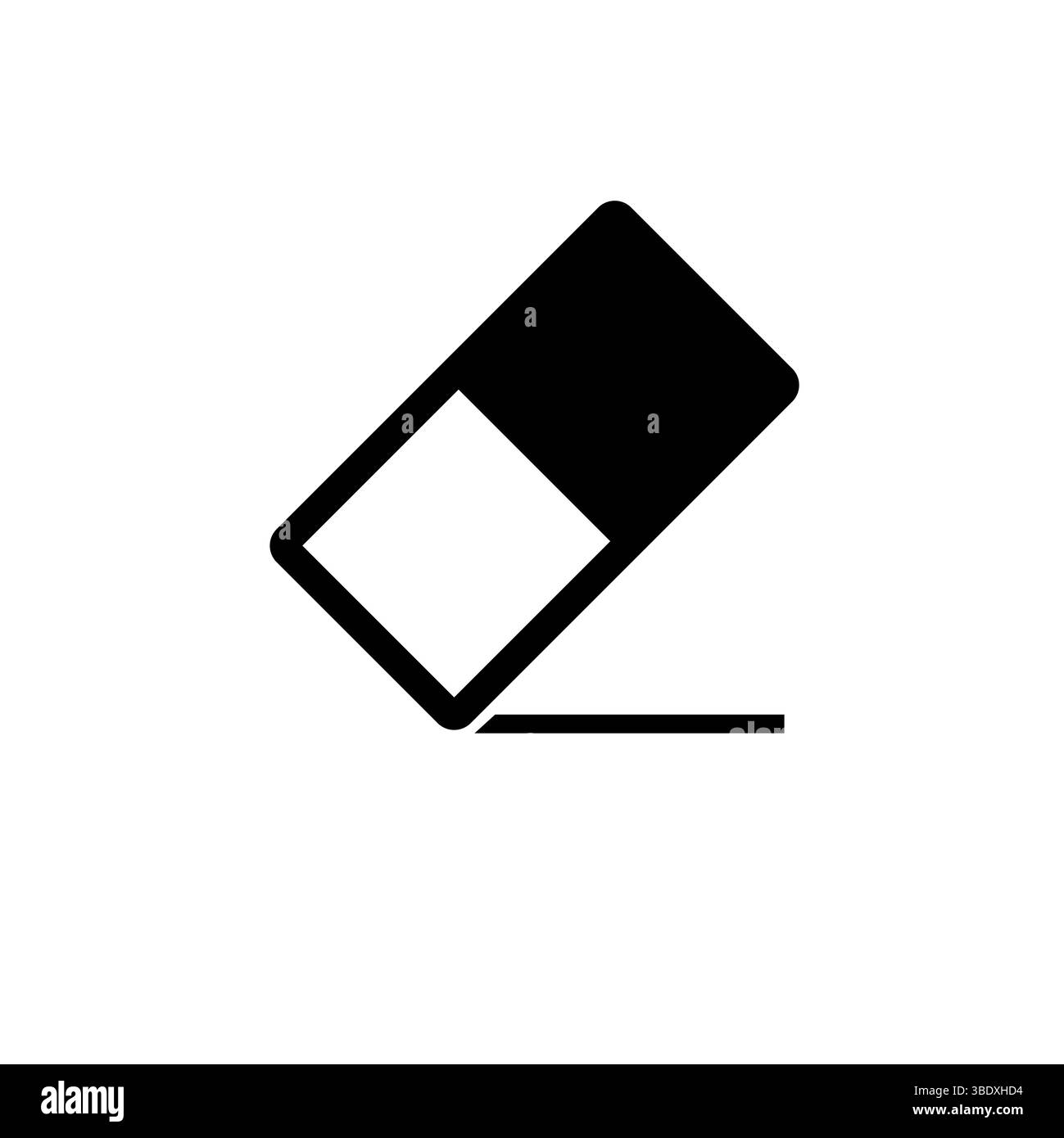Eraser Rubber, Erasing Pencil Tool Solid Flat Vector Icon Isolated on White Background. Stock Vector