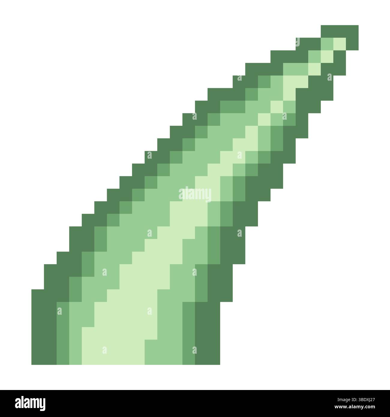 Aloe vera leaf cutout with pixel art isolated on white background Stock Vector