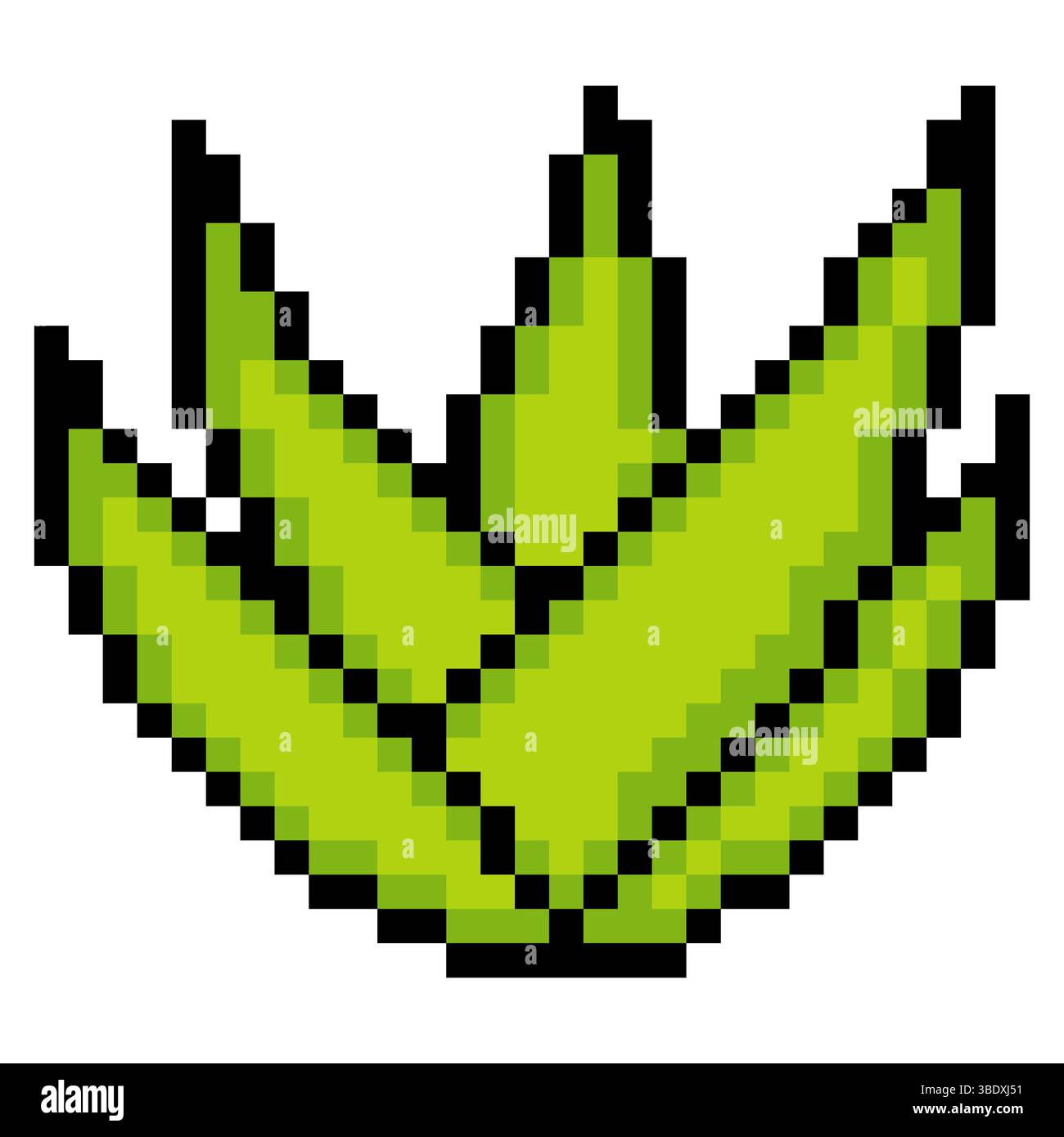 Aloe vera plant with pixel art isolated on white background Stock Vector
