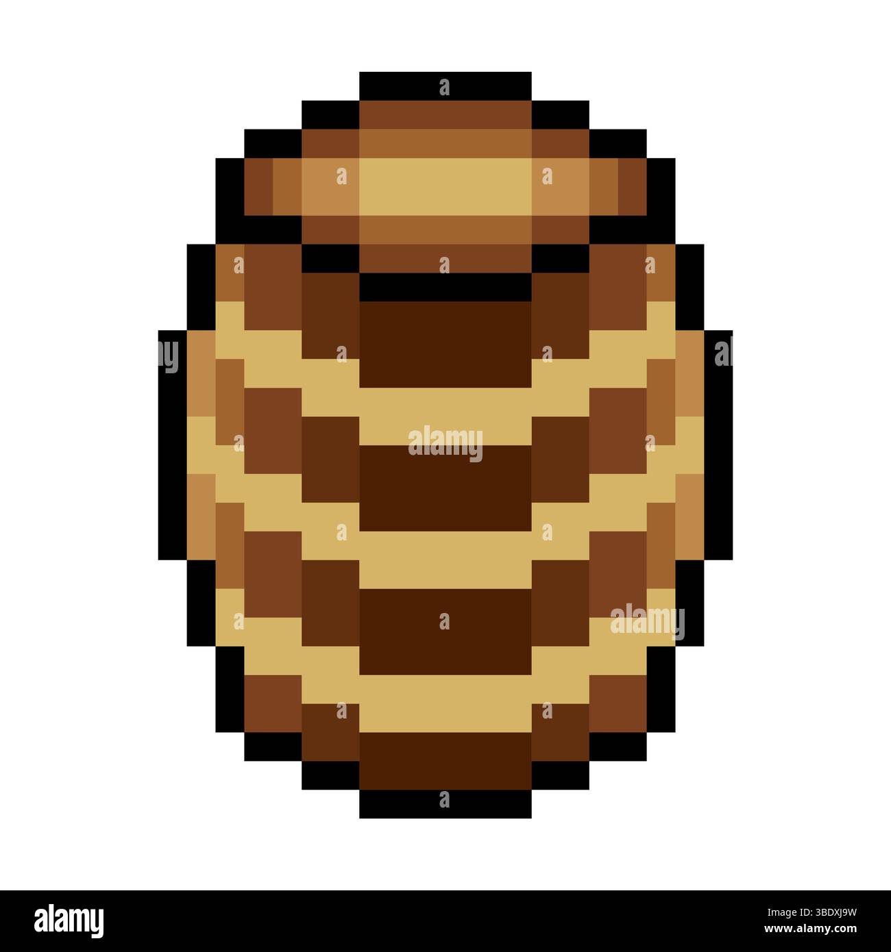 Wooden barrel with pixel art Stock Vector