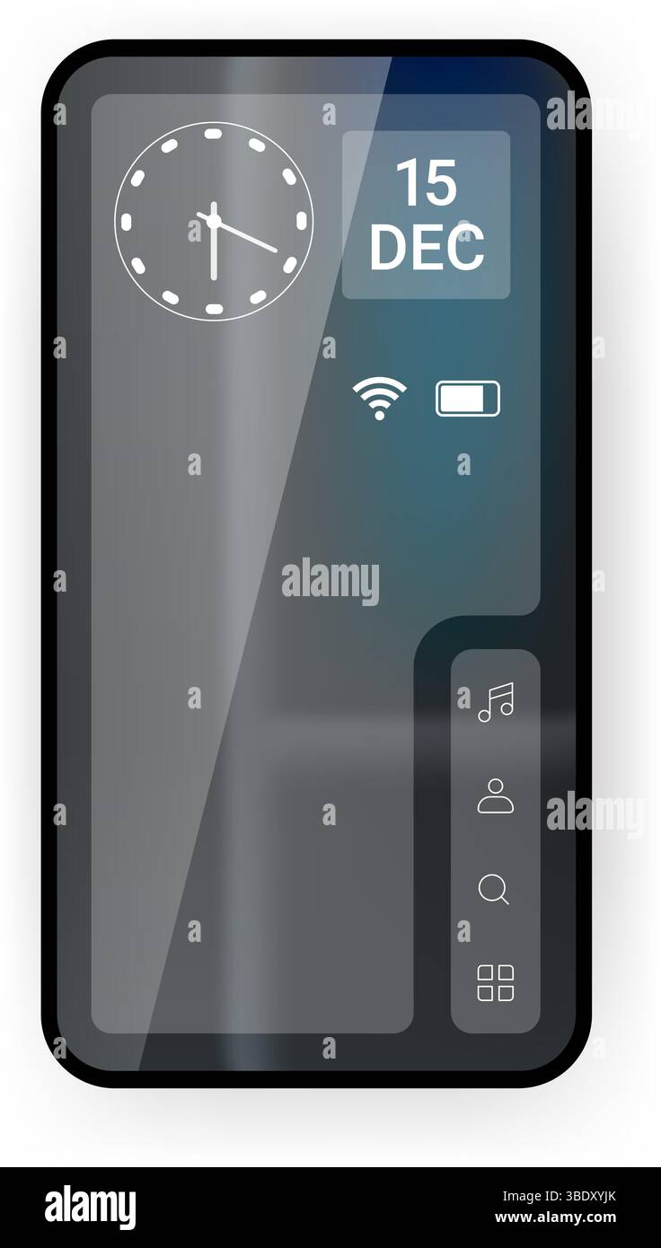 Creative and modern smartphone user interface design with a futuristic aesthetic Stock Vector