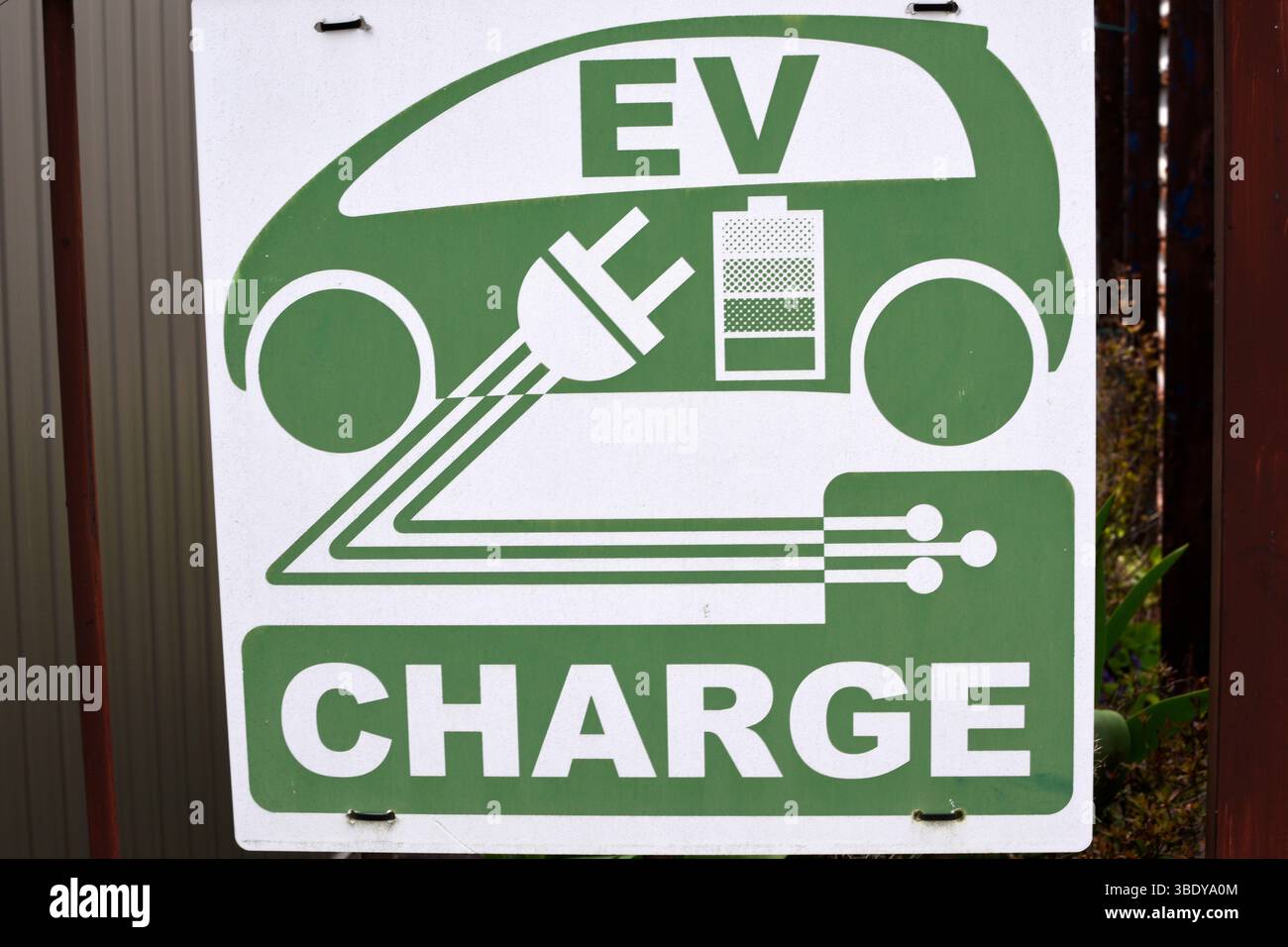 Electric vehicle charging point sign in a car park,Takayama,Japan,Asia ...