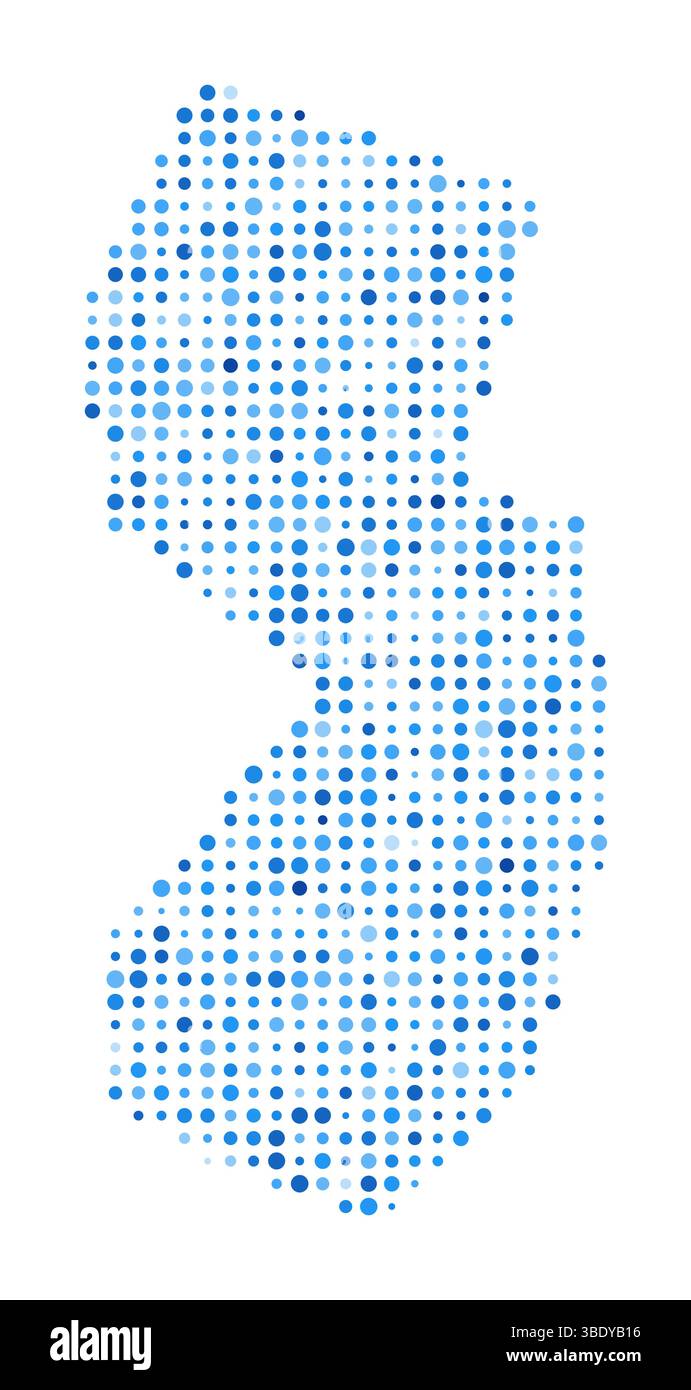 New Jersey Dot Map. US State Digital Style Shape. New Jersey vector image. US State shape blue circular dots. Beautiful vector illustration. Stock Vector