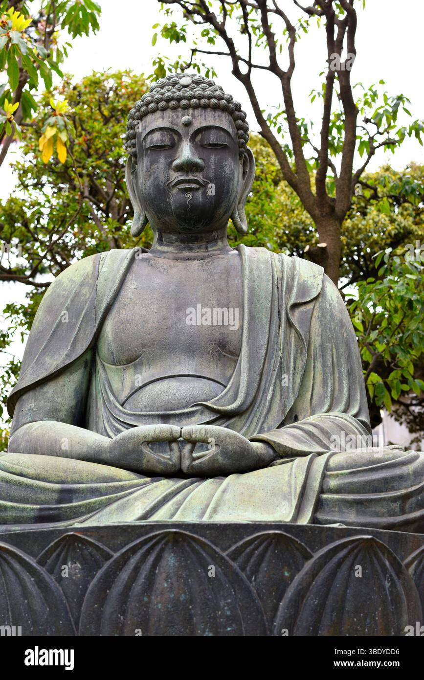 A large Buddha statue in the Sensoji temple complex in Asakusa