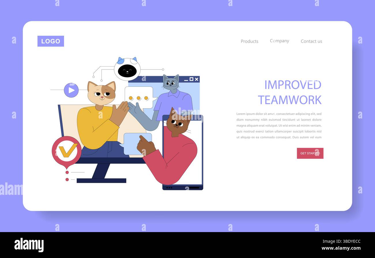 AI Assistant for Work combines teamwork and technology for enhanced productivity. Collaborative characters illustrate engagement, showcasing tools that streamline communication and work processes effectively. Vector illustration. Stock Vector