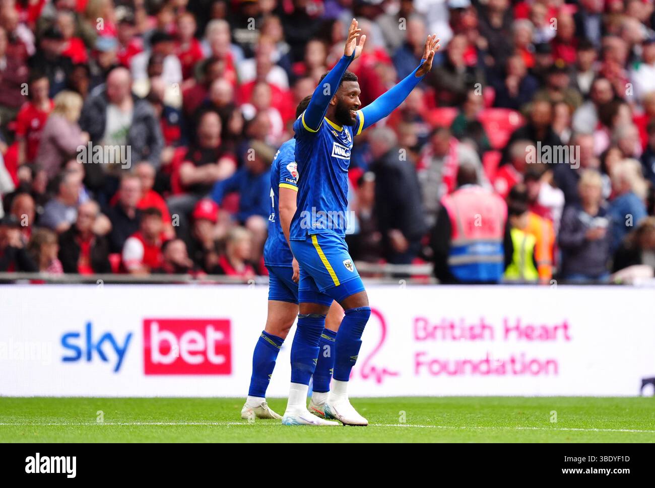 AFC Wimbledon s Myles Hippolyte Celebrates Scoring Their Side s First 