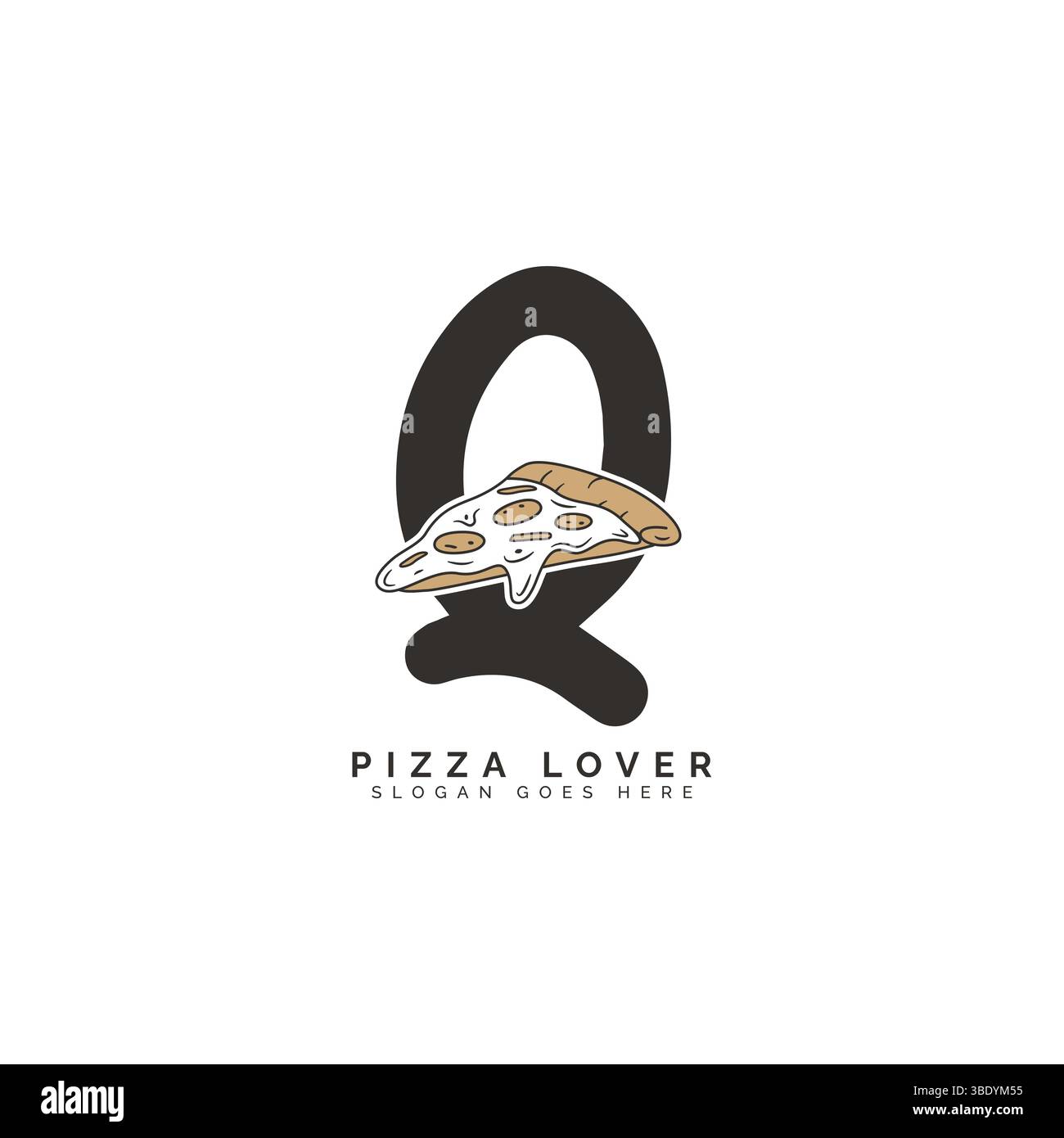 Letter Q Pizza Logo Design. Alphabet Q Pizza Concept Icon Stock Vector