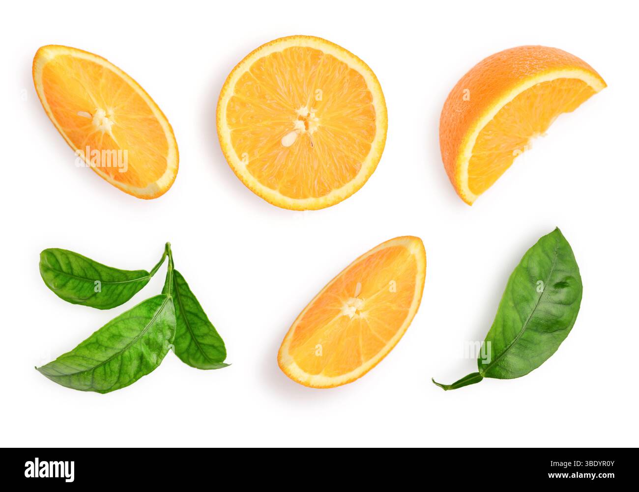 Orange slice isolated on white background, top view Stock Photo
