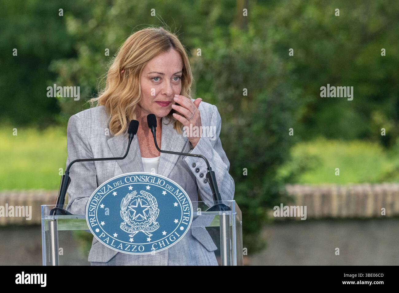 Rome Italy MAY 26 2025 Giorgia Meloni PM Of Italy At The Press Event rome-italy-may-26-2025-giorgia-meloni-pm-of-italy-at-the-press-event