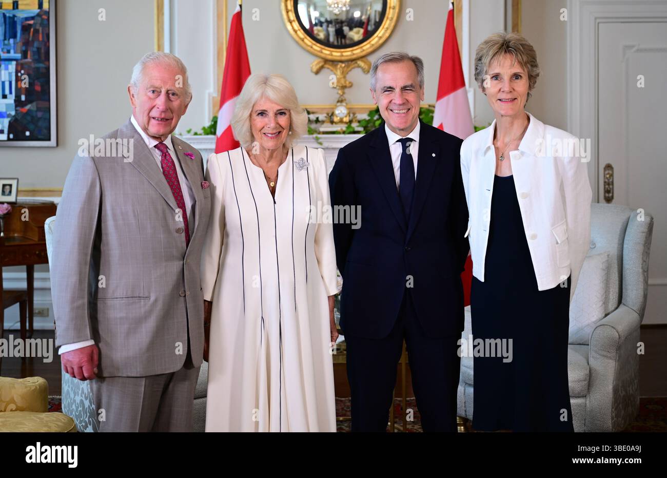 King Charles III and Queen Camilla meet with Mark Carney, Prime
