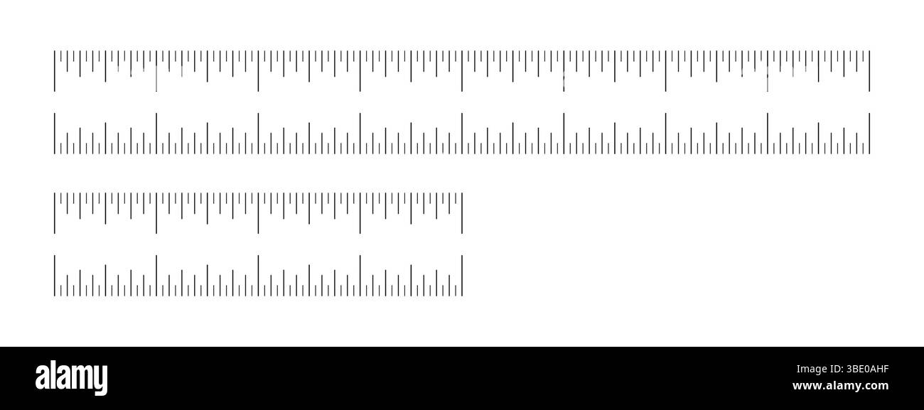 Measuring charts with 4, 8 inches. Set of ruler four, eight inches ...