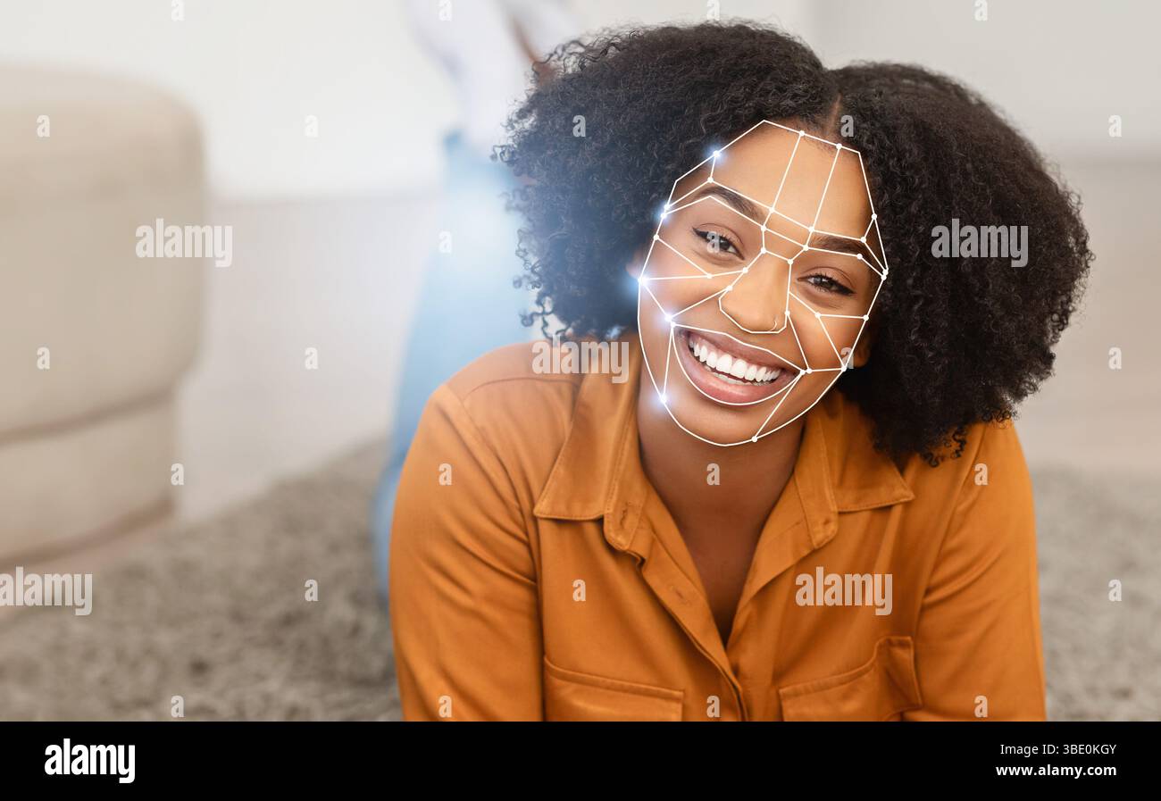 Modern face recognition technology enhances identification for everyday use Stock Photo