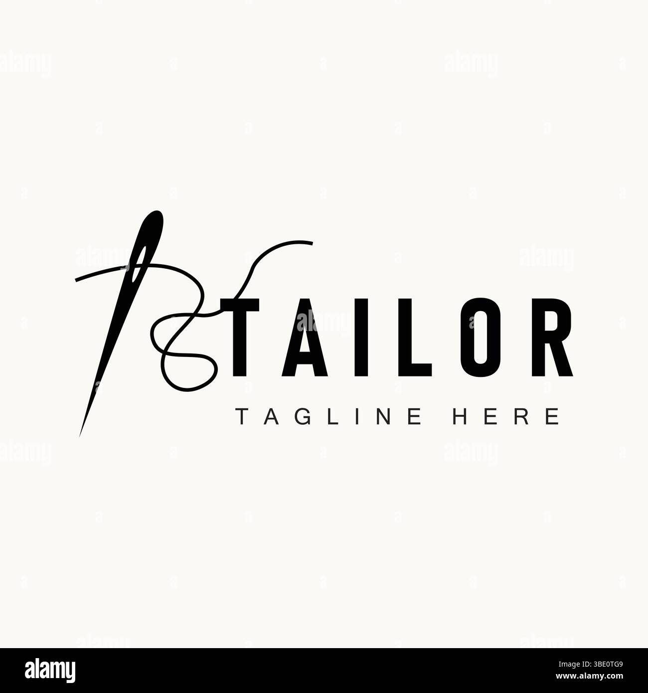 Tailor logo vector template needle and thread black silhouette design ...