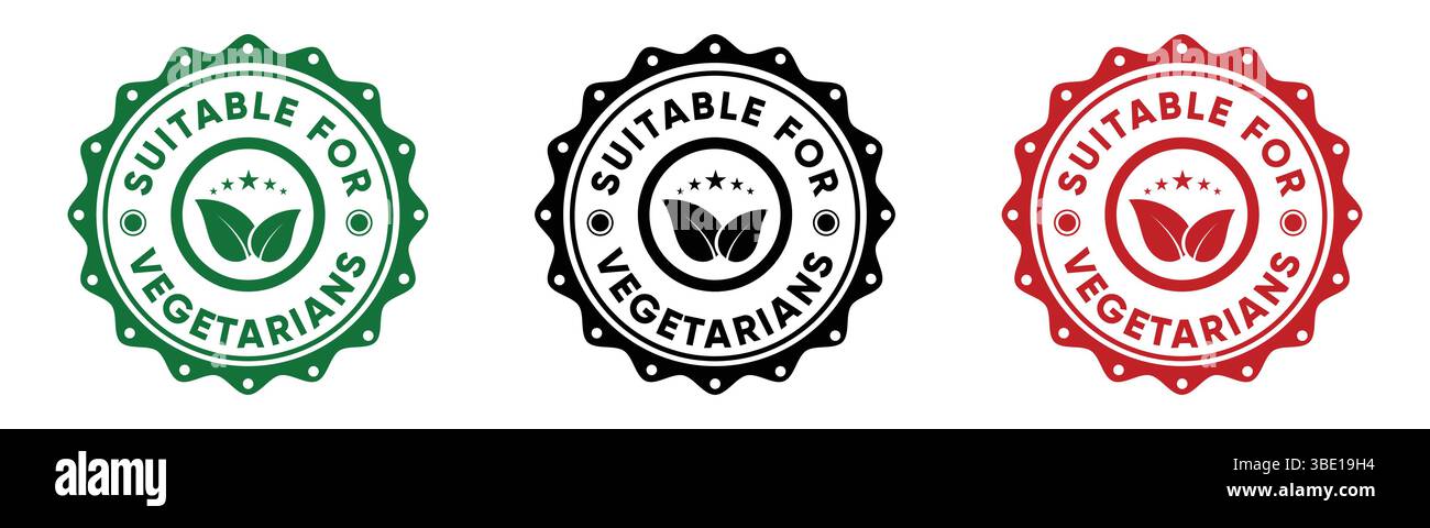 Suitable for Vegetarians Badge Icon Label Design Set Stock Vector