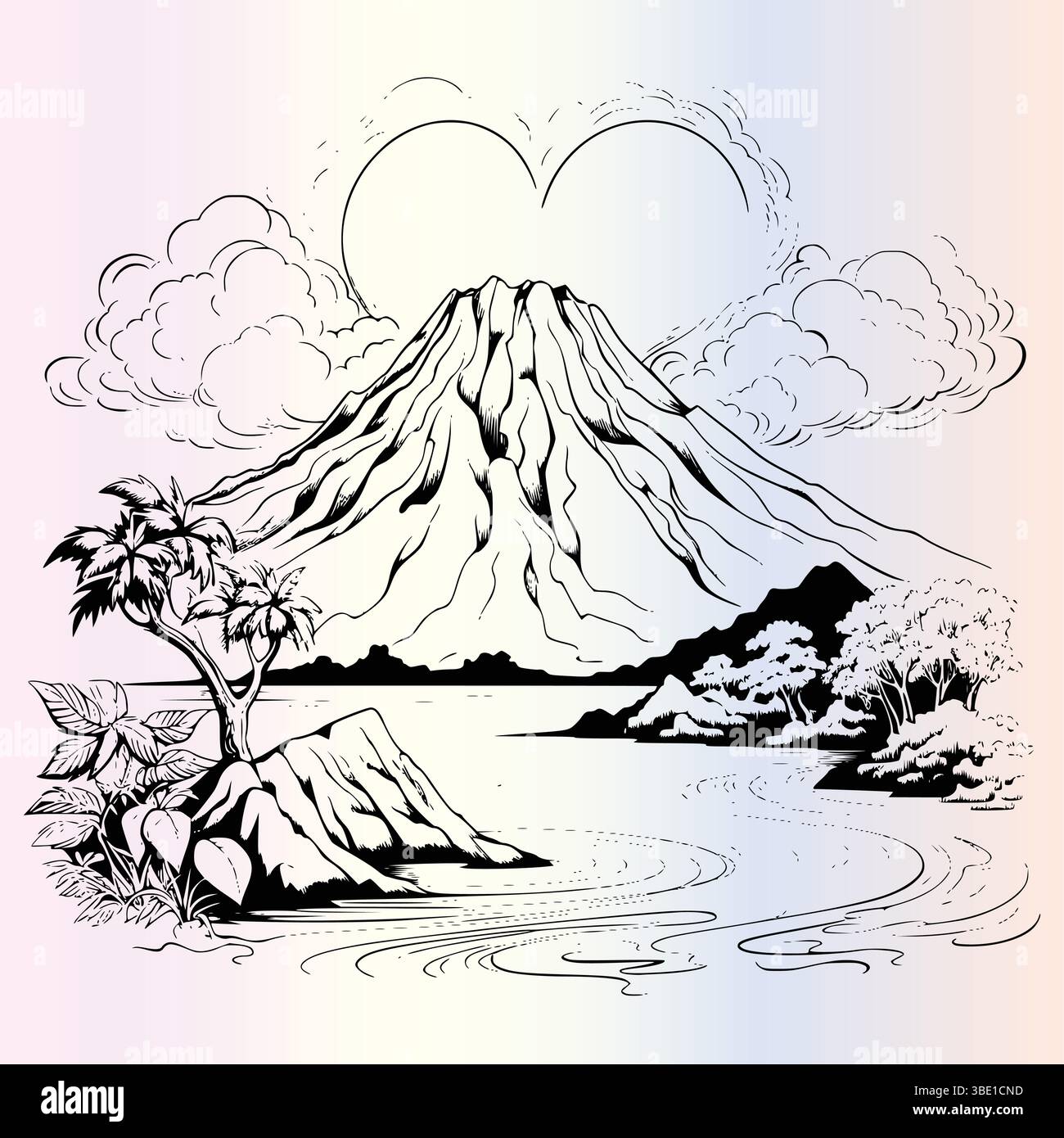 Volcanoes Coloring Page for Kids Stock Vector Image & Art - Alamy