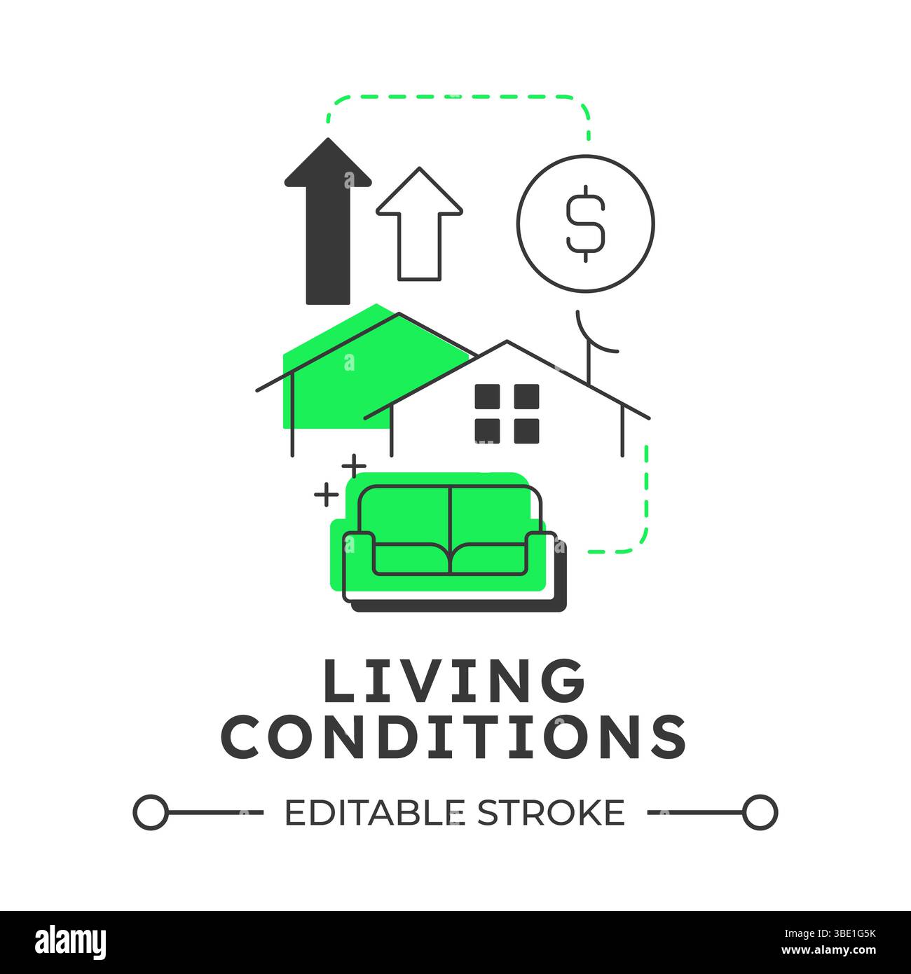 Living conditions modern linear concept icon Stock Vector