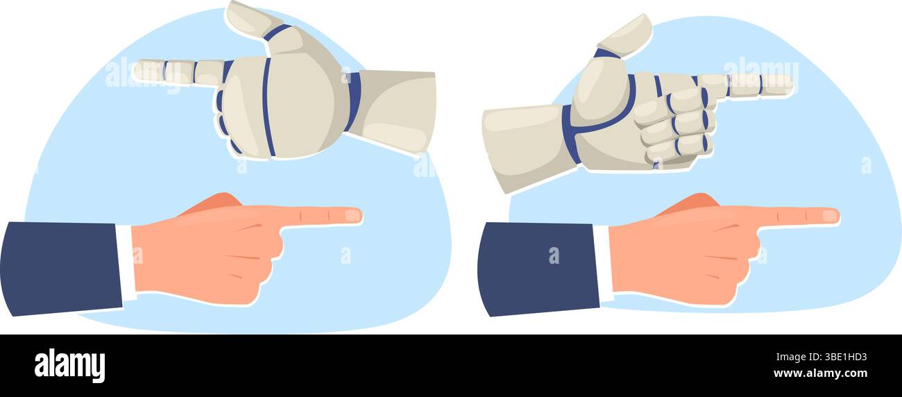 Human and robot arms pointing in same or different directions. Pointing ...