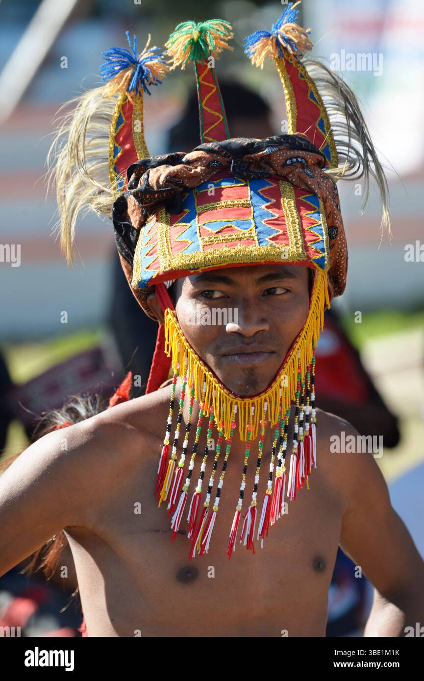 Rotna Caci Portrait of a caci dancer. Caci dancers perform a traditional dance in ...