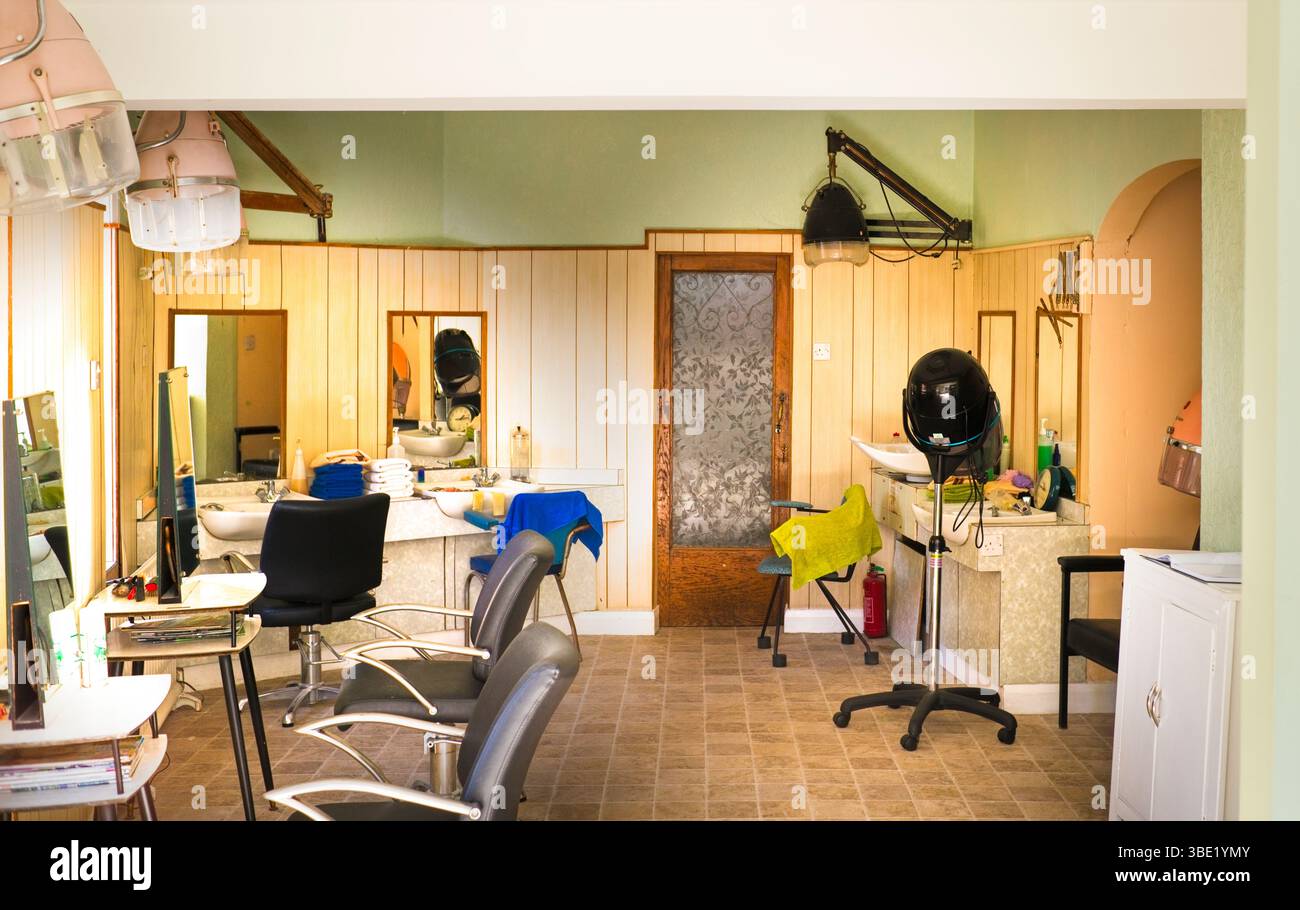 Interior of old style hair salon in Victoria Road, Scarborough Stock ...