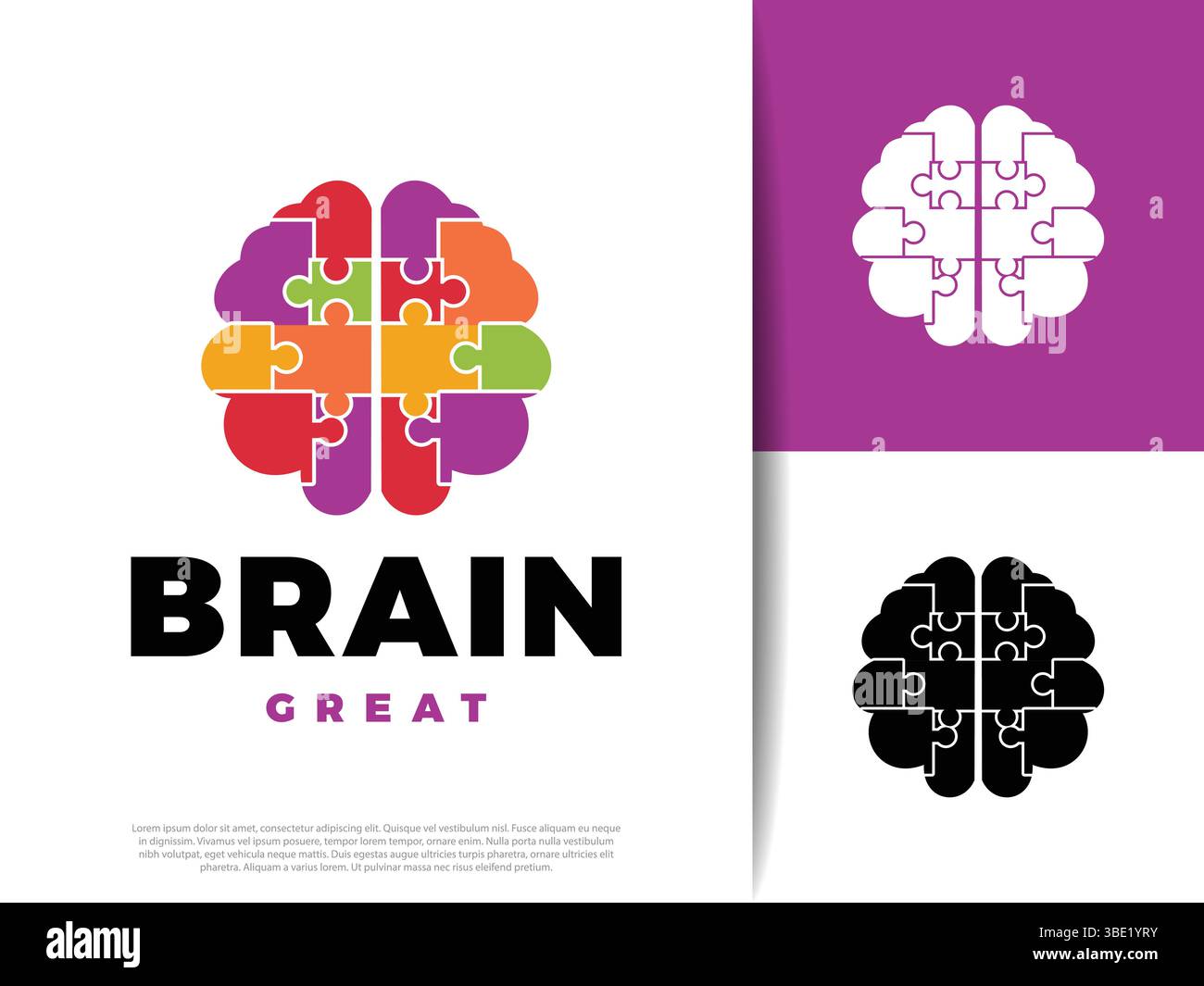 Brain Puzzle Icon Illustration Design Stock Vector