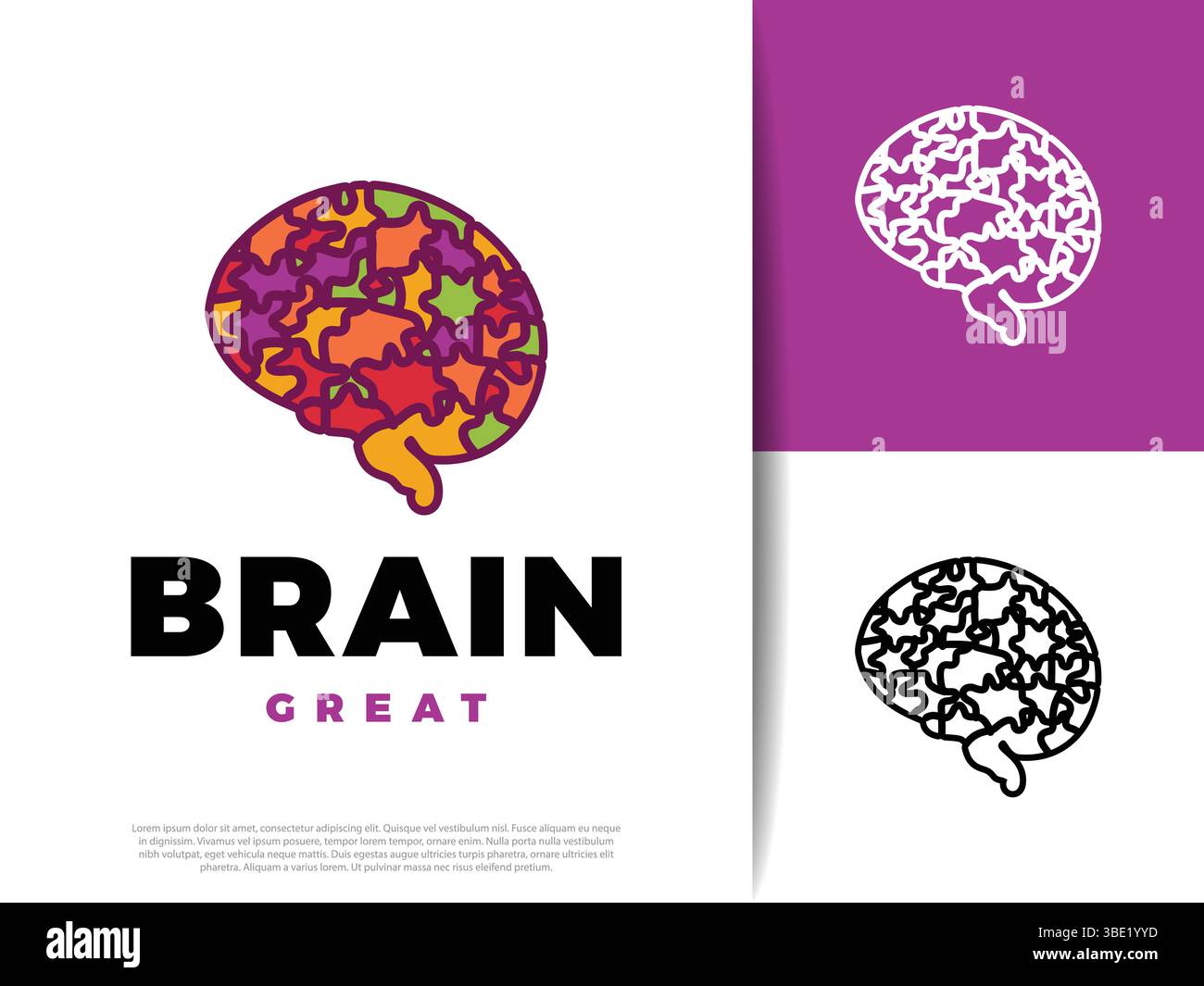 Brain Puzzle Icon Illustration Design Stock Vector