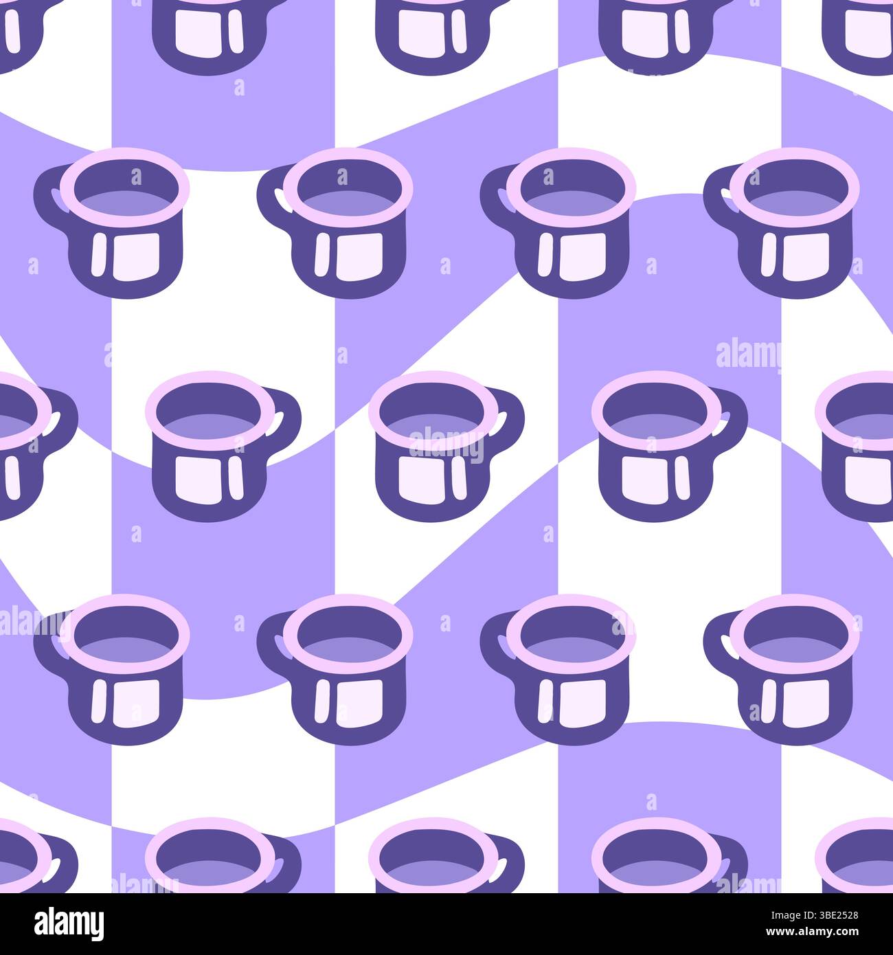 Seamless Cartoon Mug Pattern Design Stock Vector