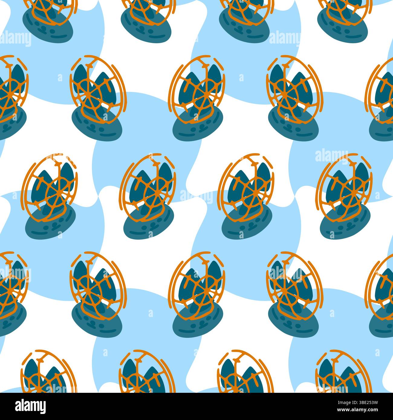 Seamless Cartoon Electric Fan Pattern Stock Vector