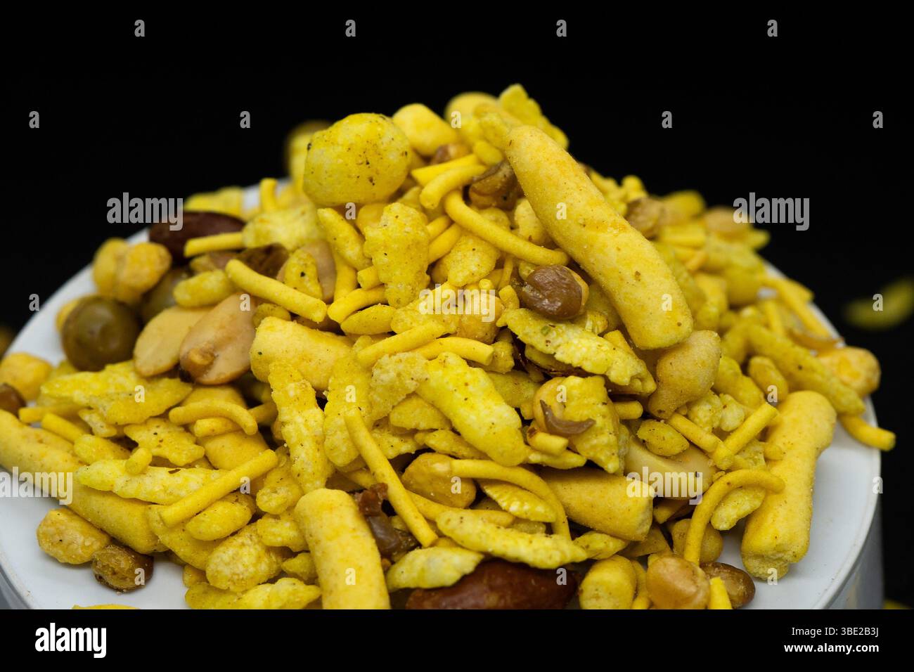 Assorted Indian Tea-Time Snacks in Sectioned White Wooden Box – Selective Focus Stock Photo