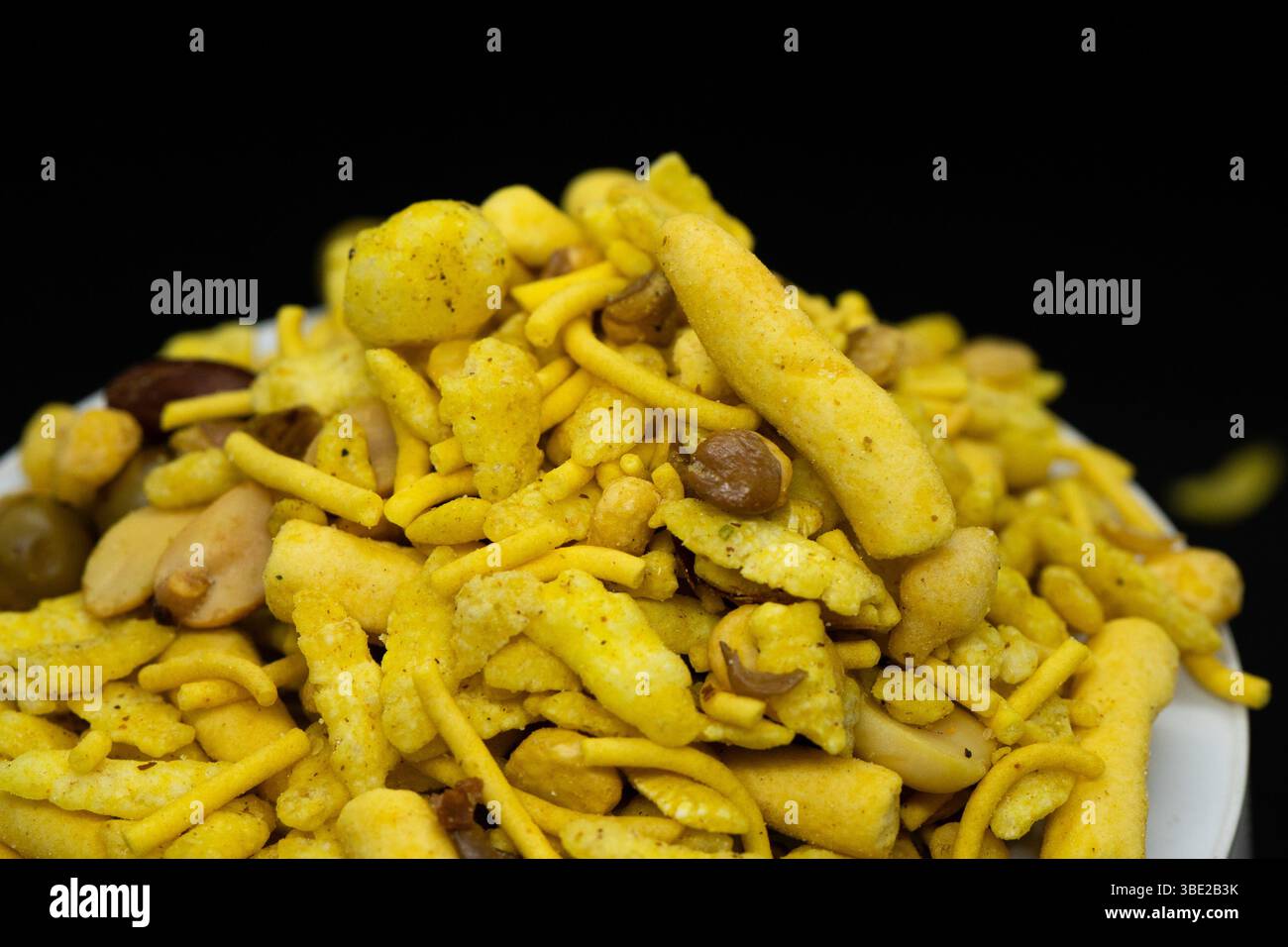 Assorted Indian Tea-Time Snacks in Sectioned White Wooden Box – Selective Focus Stock Photo