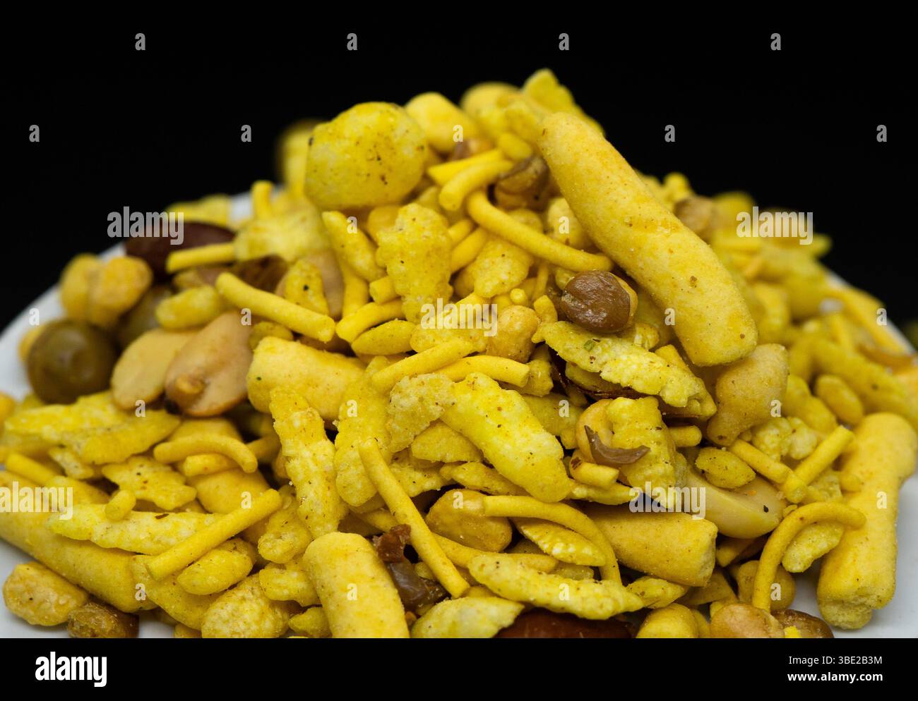 Assorted Indian Tea-Time Snacks in Sectioned White Wooden Box – Selective Focus Stock Photo