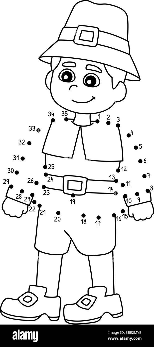 Dot to Dot Thanksgiving Pilgrim Boy Hat Isolated Stock Vector Image ...