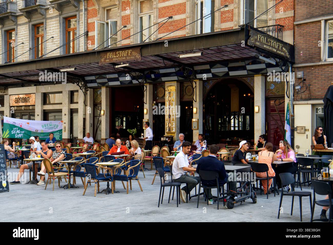 Belgium, Brussels, the historic center, Rue Henri Maus street, Falstaff restaurant Stock Photo
