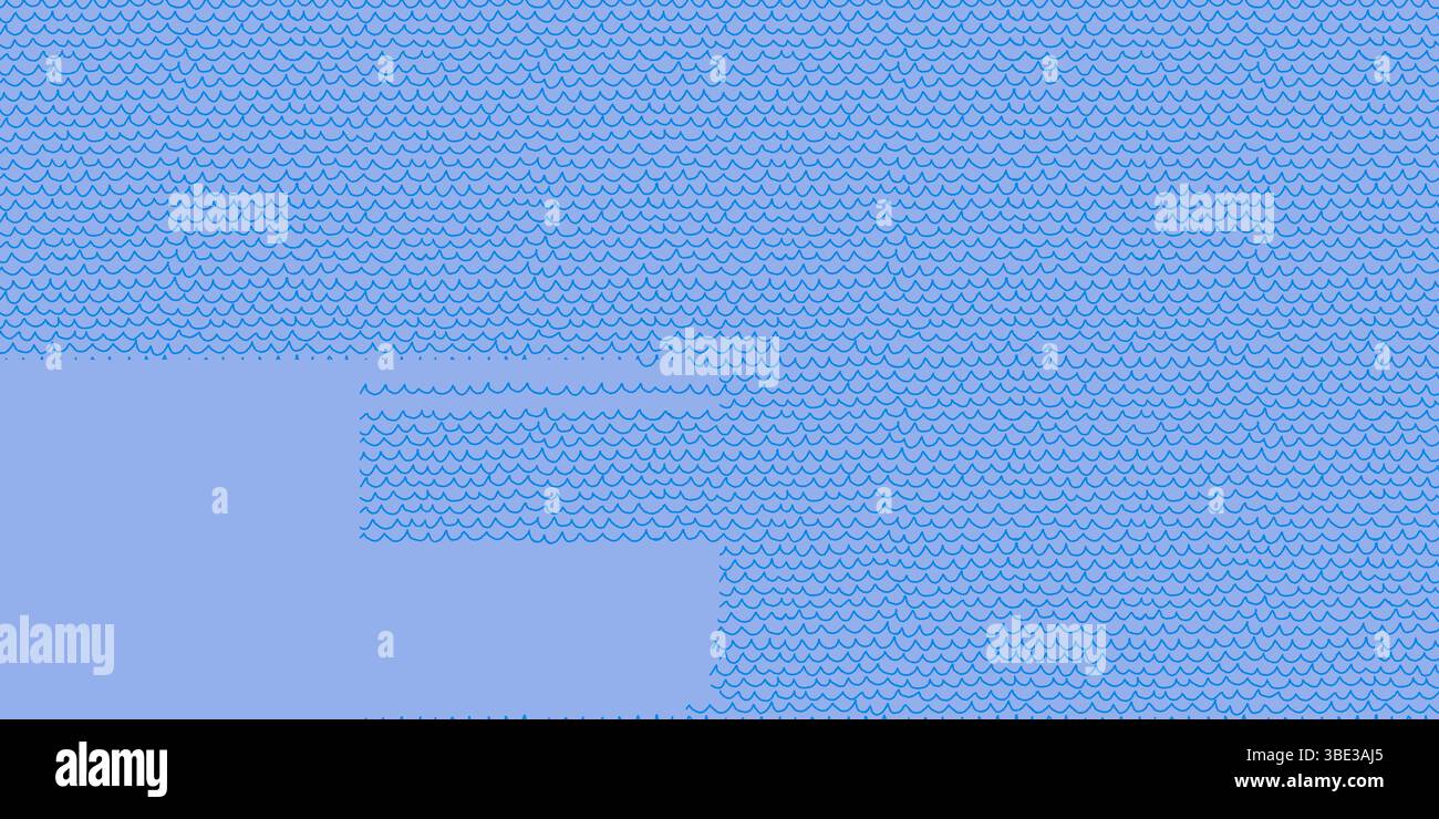 Vector seamless background with Irregular hand drawn wavy lines. Abstract fish scale seamless pattern in blue colors. Perfect for wallpaper, packaging Stock Vector
