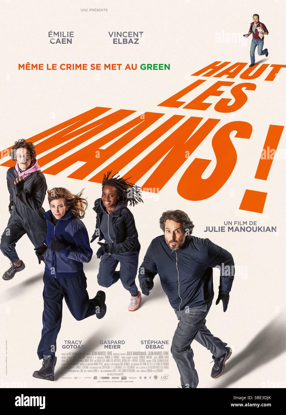 Haut les Mains Year : 2025 France Director : Julie Manoukian Gaspard Meier, Émilie Caen, Tracy Gotoas, Vincent Elbaz French poster Stock Photo