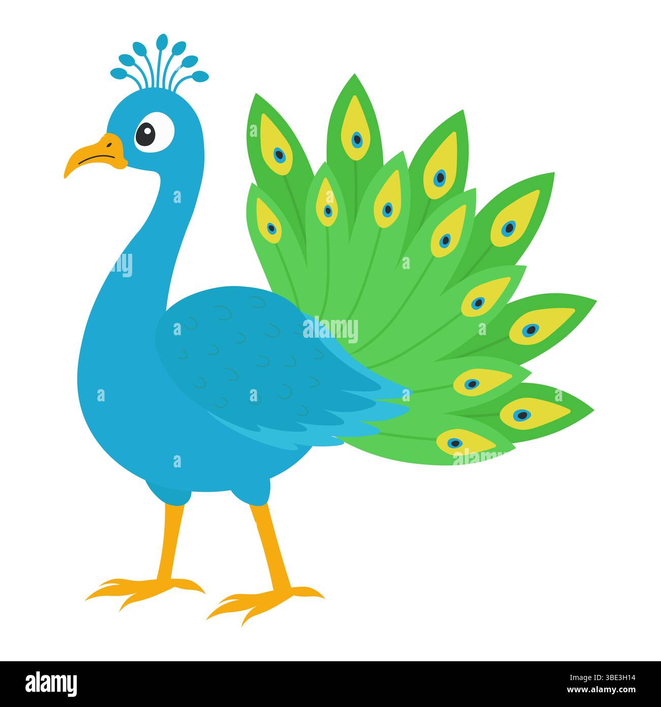 Peacock in flat style. Vector illustration Stock Vector